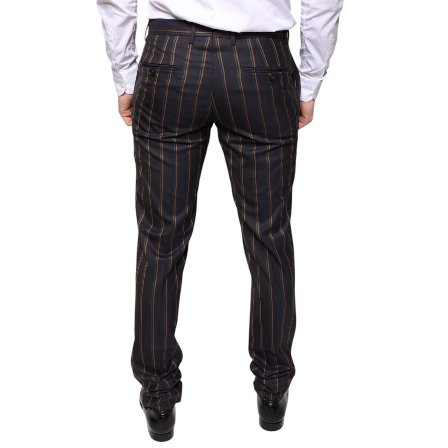 Dolce & Gabbana Brown Stripes Skinny Men Dress Pants