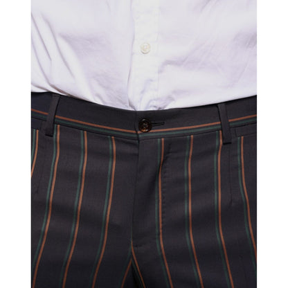 Dolce & Gabbana Brown Stripes Skinny Men Dress Pants