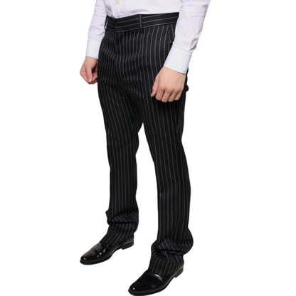 Dolce & Gabbana Black Stripes Skinny Men Dress Pants