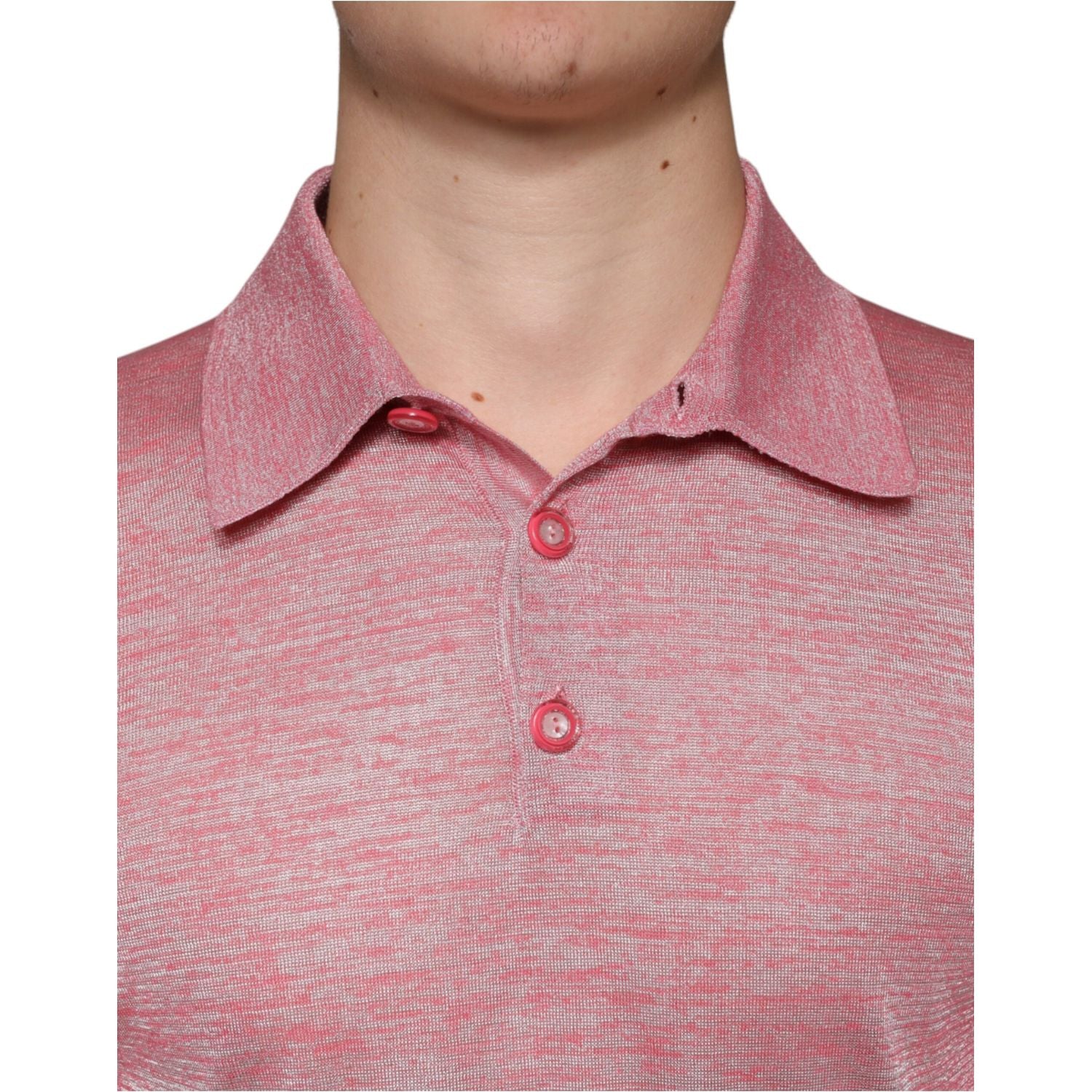 Dolce & Gabbana Pink Polyester Long Sleeve Men Polo T-shirt