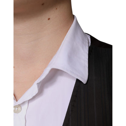 Dolce & Gabbana Black Cotton Waistcoat Dress Formal Vest