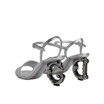 Dolce & Gabbana Silver KEIRA Heels Ankle Strap Sandals Shoes