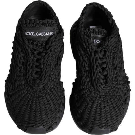 Dolce & Gabbana Black Knitted Daymaster Sneakers Shoes Dolce & Gabbana Black