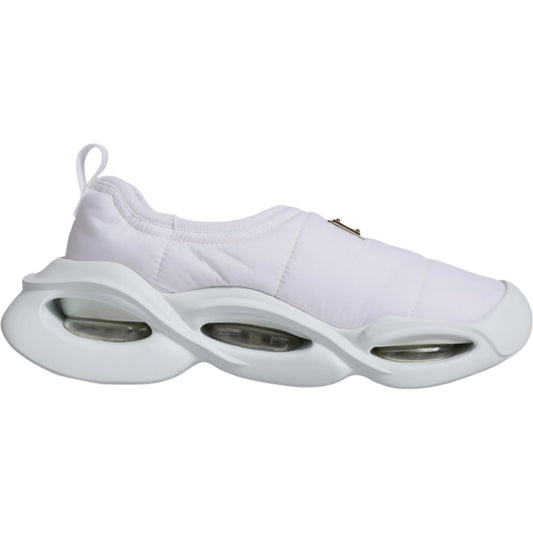 Dolce & Gabbana White Padded Fabric Low Top Sneakers Shoes Dolce & Gabbana Light Gray