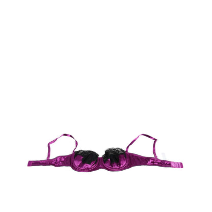 Dolce & Gabbana Purple Silk Underwired Balconette Bra Underwear