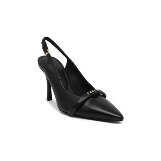 Furla Black Leather Sandal Furla Dark Slate Gray