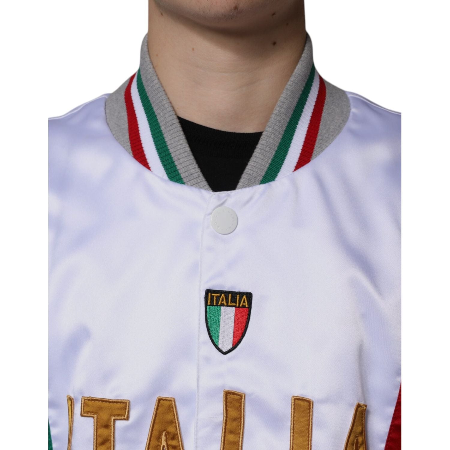 Dolce & Gabbana Multicolor Italia Button Down Bomber Jacket