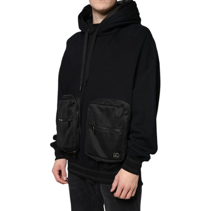 Dolce & Gabbana Black Hooded Pullover Men Sweatshirt Sweater