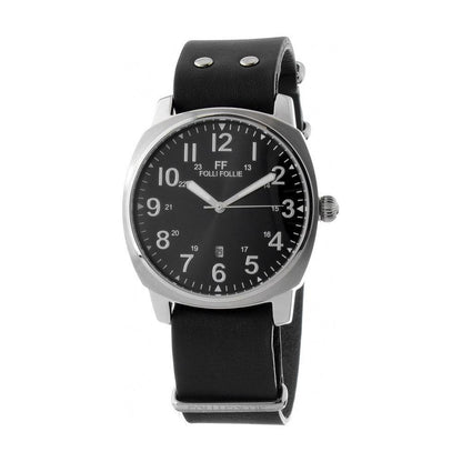 Folli Follie Black Leather Watch