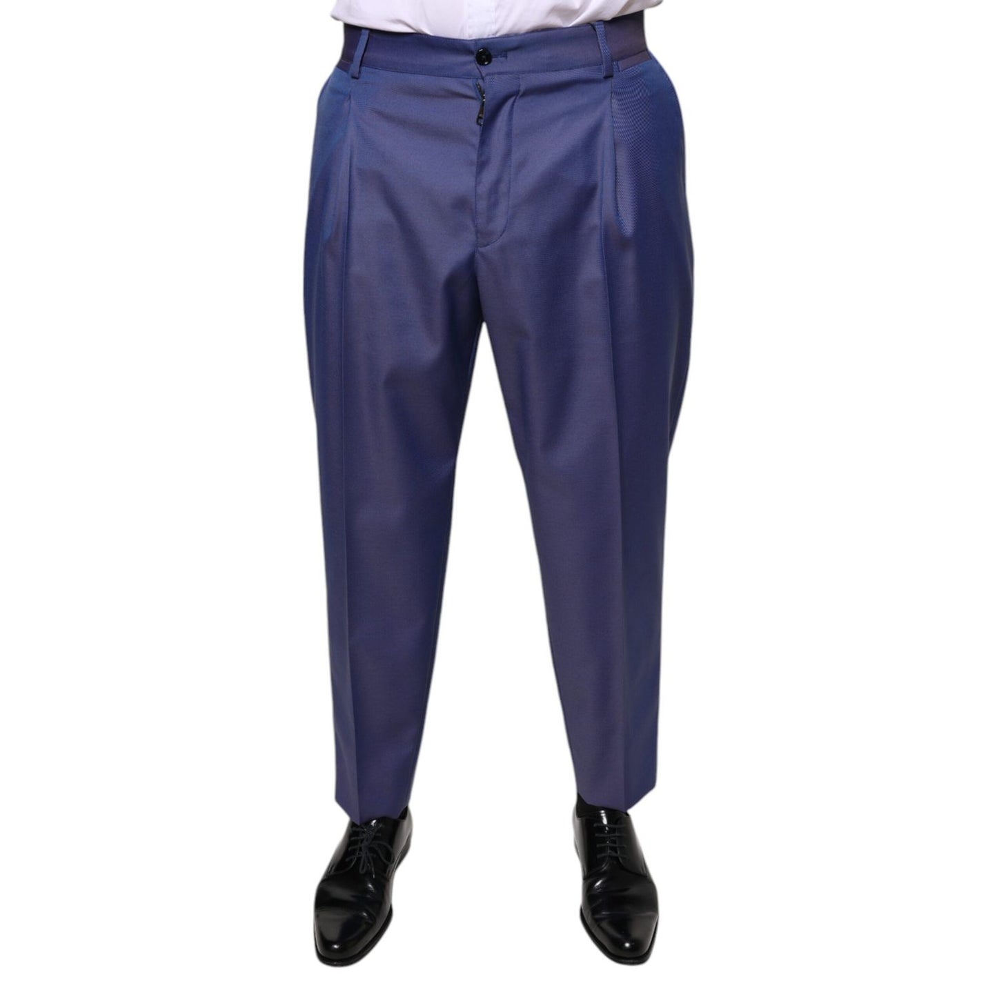Dolce & Gabbana Blue Wool Tapered Formal Dress Pants