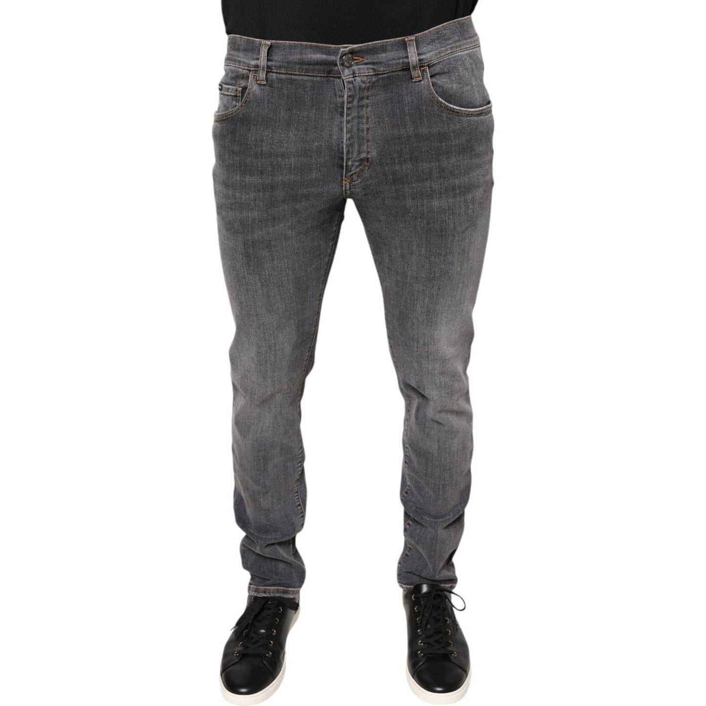 Dolce & Gabbana Dark Gray Cotton Stretch Skinny Denim Jeans