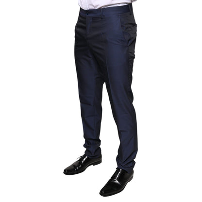 Dolce & Gabbana Blue Polyester Formal Tuxedo Pants