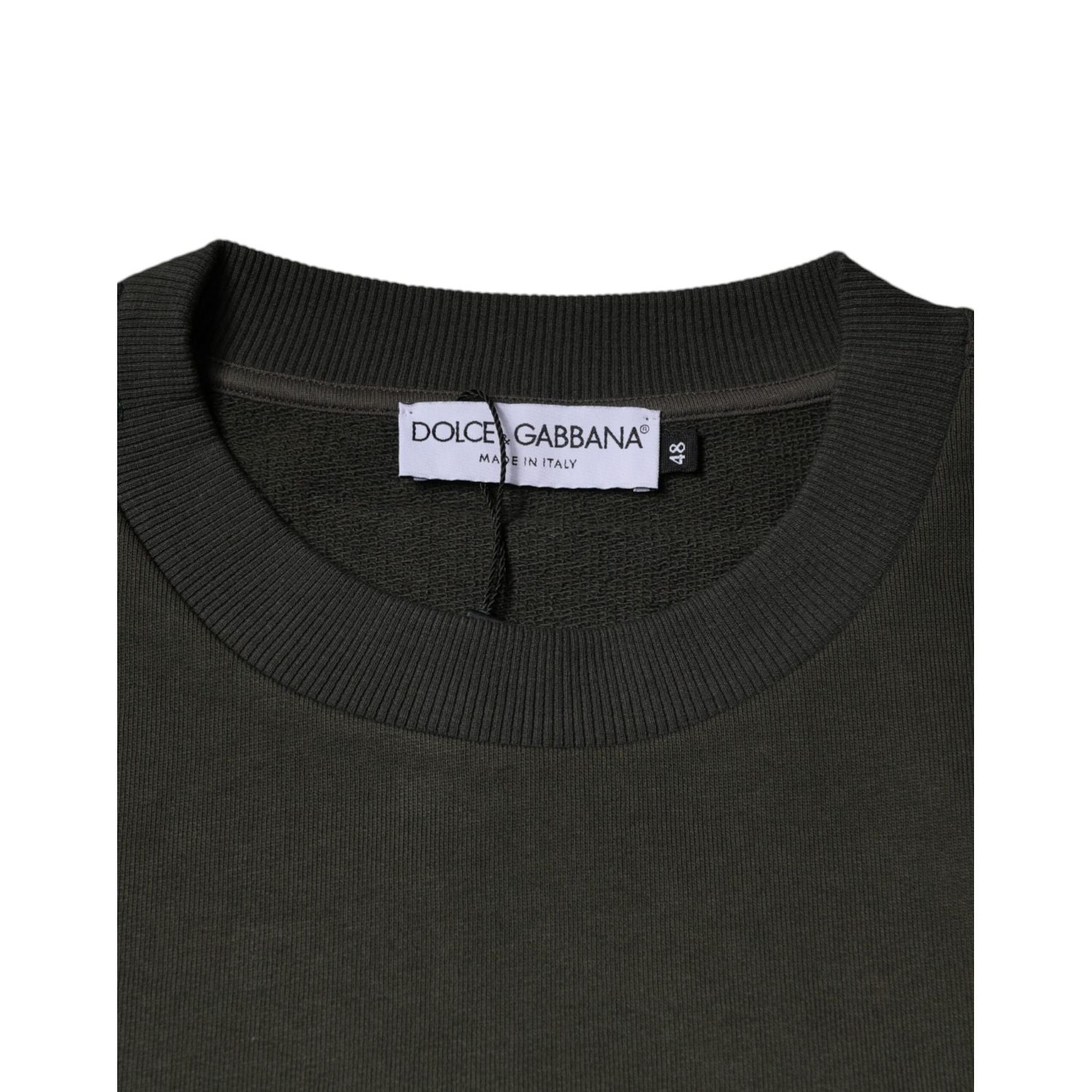 Dolce & Gabbana Army Green Crown Cotton Sweatshirt Sweater