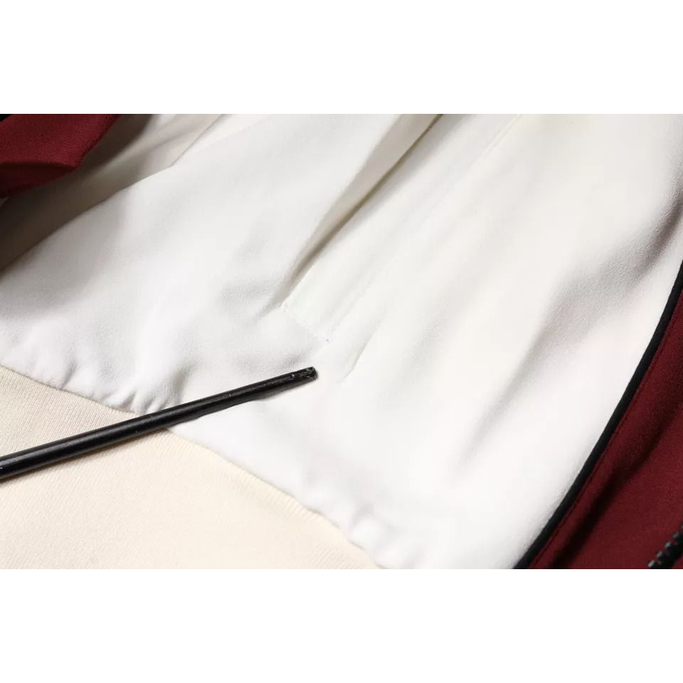 Dolce & Gabbana Red White Logo Full Zip Sweatshirt Sweater