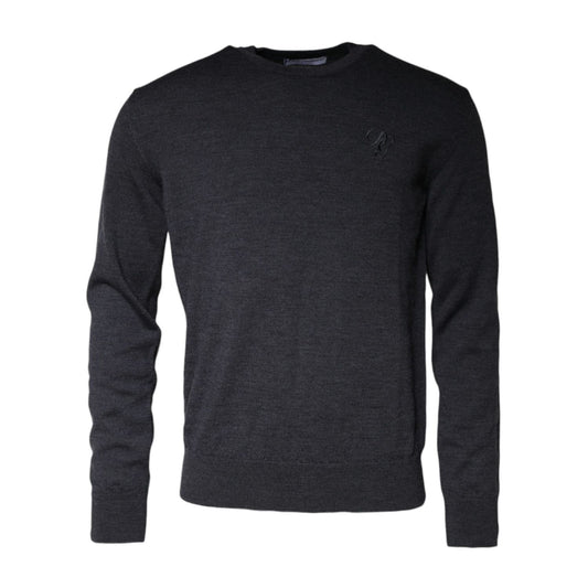 Dolce & Gabbana Dark Gray Wool Crew Neck Pullover Sweater