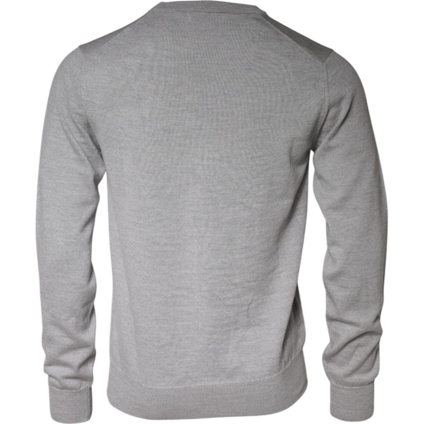 Dolce & Gabbana Light Gray Wool Crew Neck Pullover Sweater