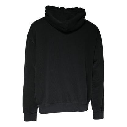 Dolce & Gabbana Black Logo Plaque Hooded Full Zip Sweater
