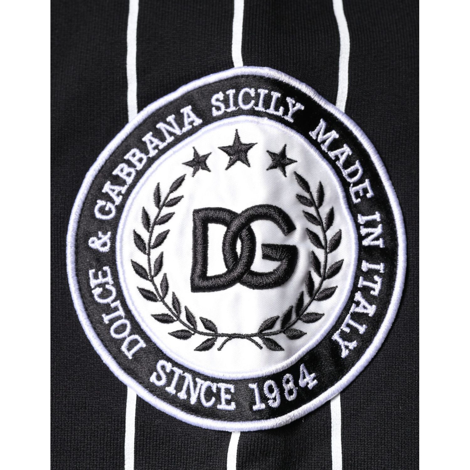 Dolce & Gabbana Black White Stripes Logo Sweatshirt Sweater