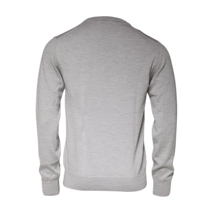 Dolce & Gabbana Light Gray Wool Crew Neck Pullover Sweater