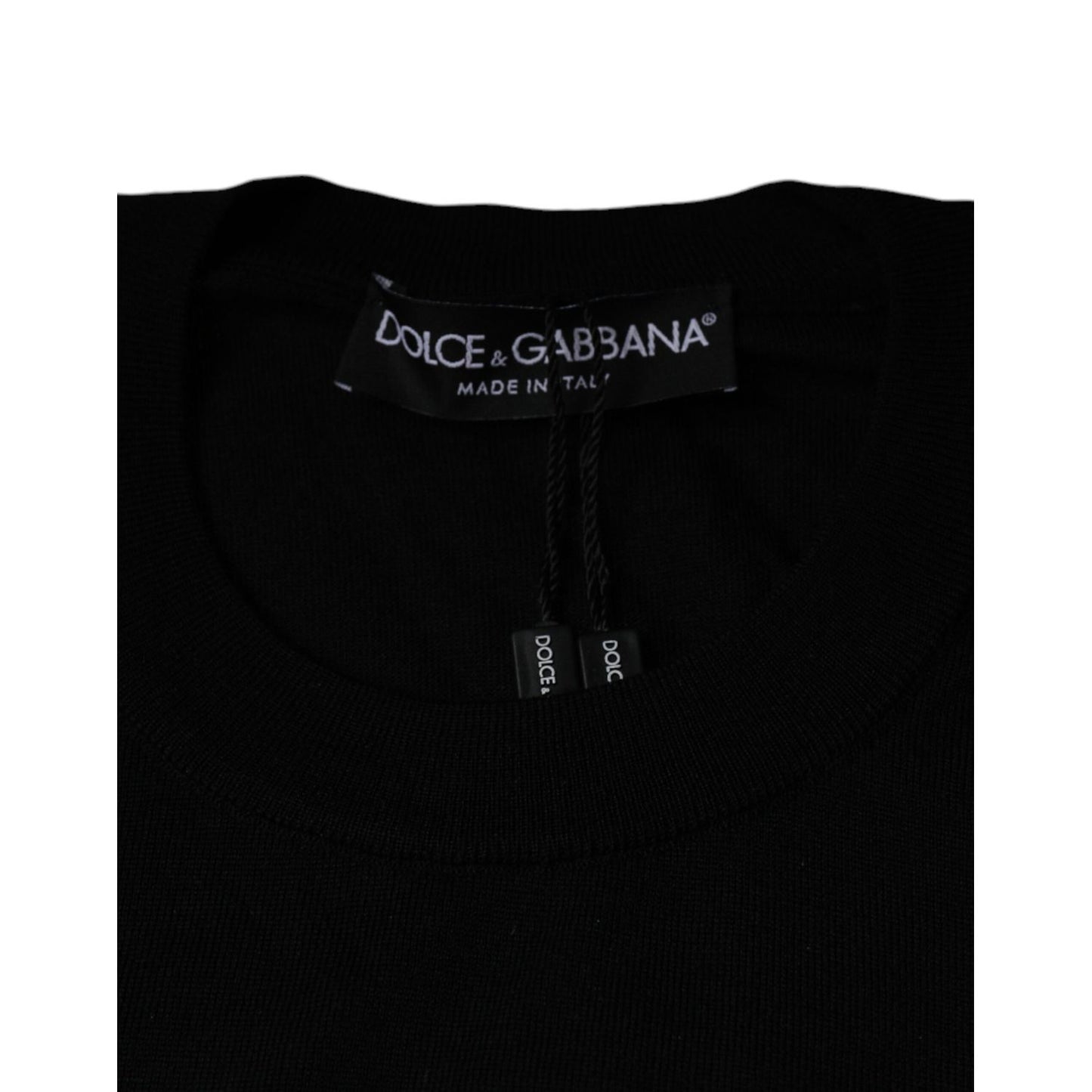 Dolce & Gabbana Black Crown Heart Crew Neck Pullover Sweater