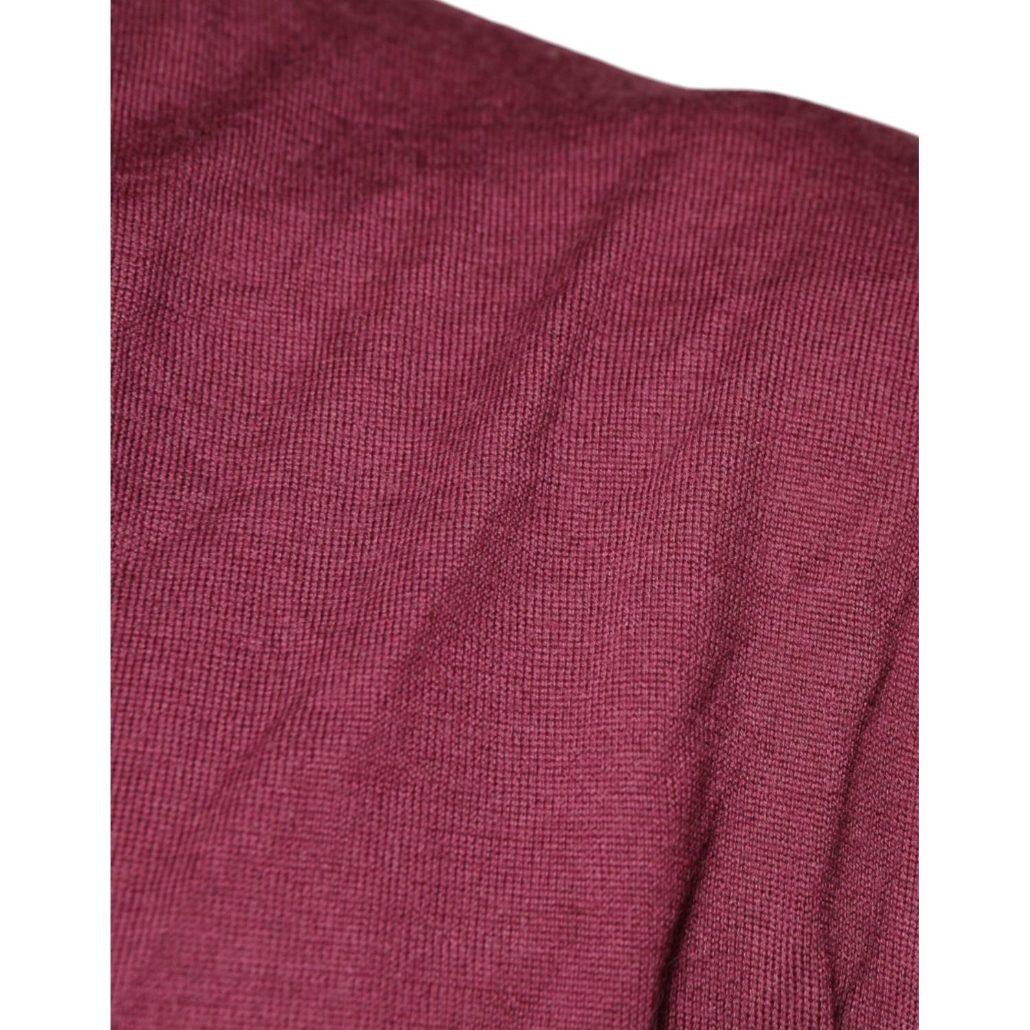 Dolce & Gabbana Maroon Cashmere V-neck Men Pullover Sweater