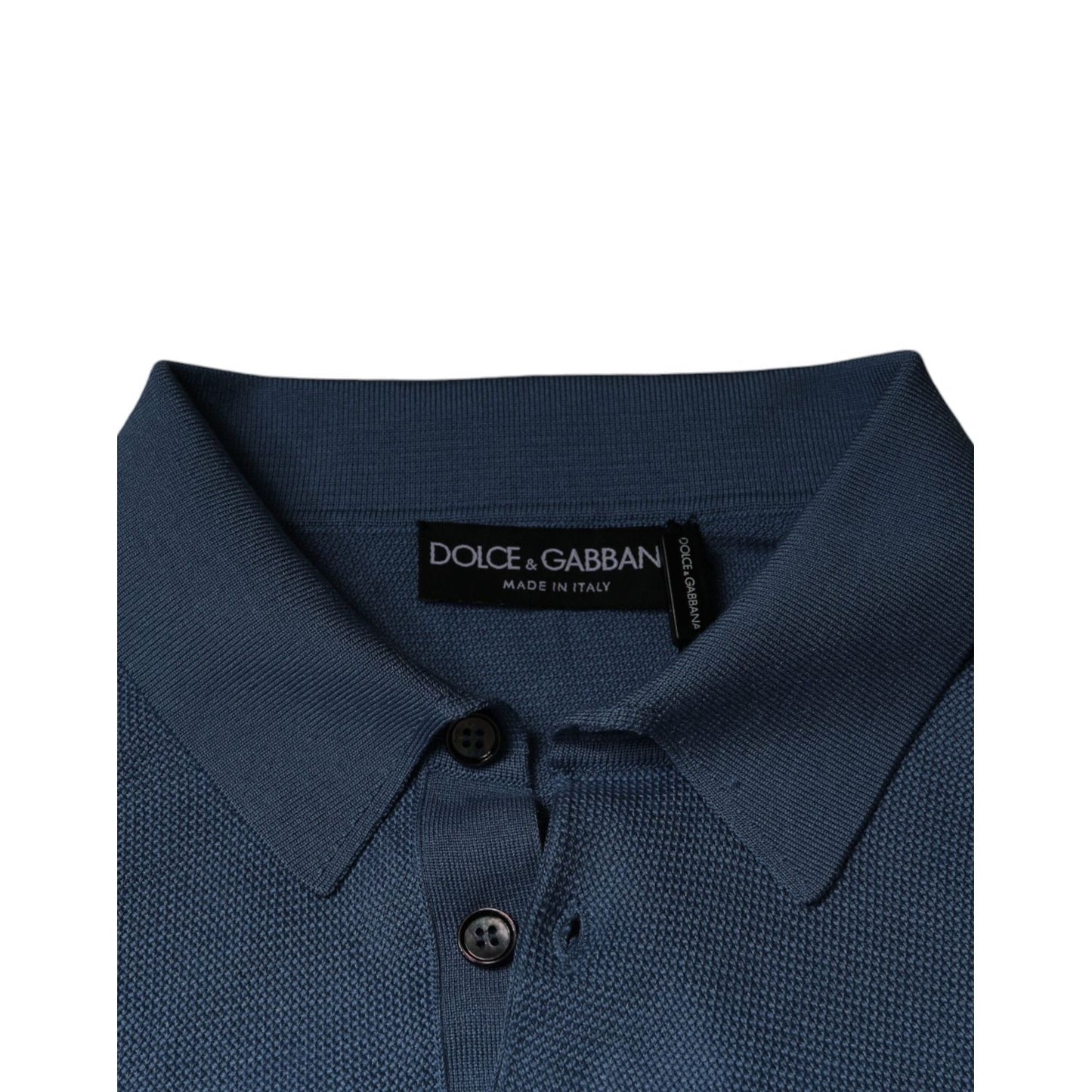 Dolce & Gabbana Sky Blue Silk Collared Men Pullover Sweater