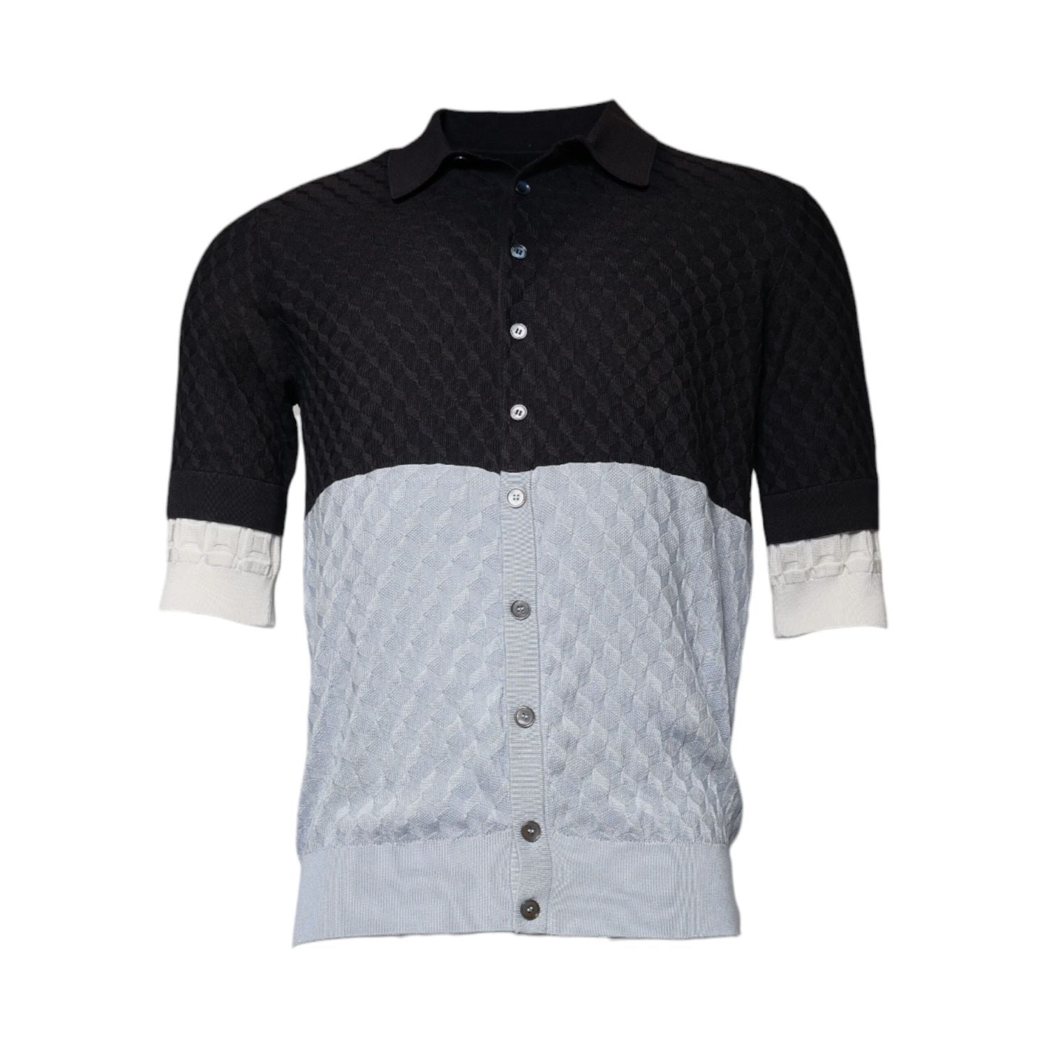 Dolce & Gabbana Multicolor Silk Button Down Collared T-shirt