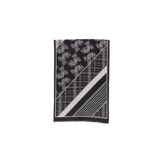 Sandro Ferrone Black Viscose Scarf Sandro Ferrone Dark Slate Gray