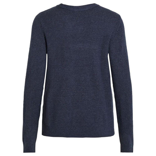 Vila Clothes Blue Viscose Sweater Vila Clothes Dark Slate Gray