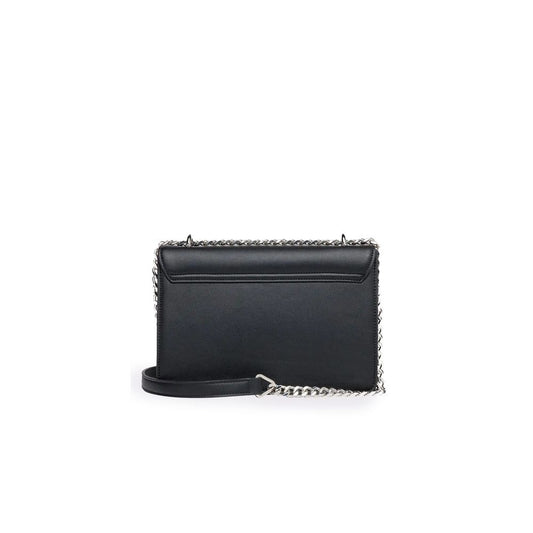 Replay black polyethylene handbag, autumn/winter collection, made of 100% polyurethane with silver chain detail, 18x25x8 cm.