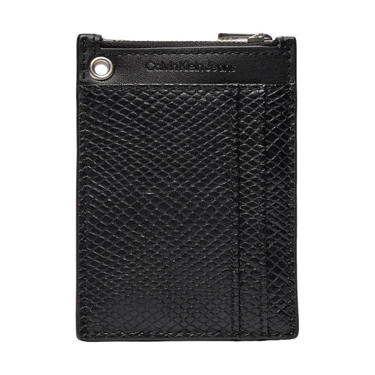 Calvin Klein Jeans black polyethylene women's card holder, spring/summer collection, made of 72% polyurethane and 28% recycled polyester.