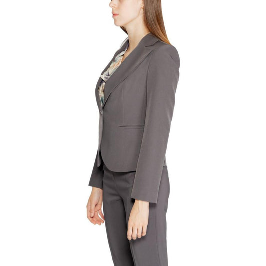 Rinascimento gray polyester women's blazer from fall/winter collection, side view showcasing elegant design and fit.