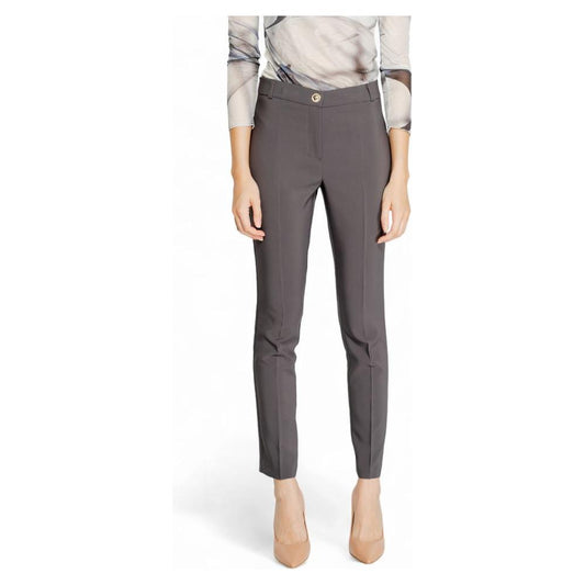 Rinascimento gray polyester women's pants, fall/winter collection, featuring 90% polyester and 10% elastane.
