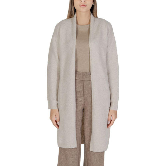Morgan De Toi beige polyester cardigan for women, fall/winter collection, featuring a blend of polyester, acrylic, polyamide, wool, and lycra.