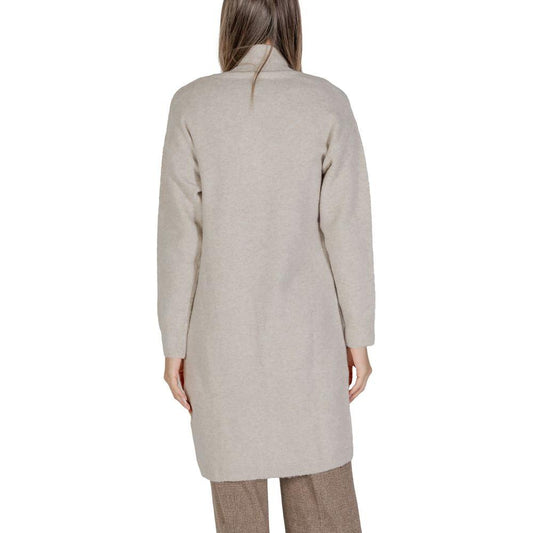 Morgan De Toi women's beige polyester cardigan, fall winter collection knitwear, back view