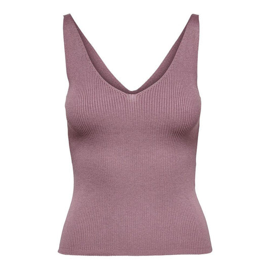 Jacqueline De Yong purple viscose tank top with V-neck, perfect for casual or night wear, made of 80% viscose and 20% nylon.