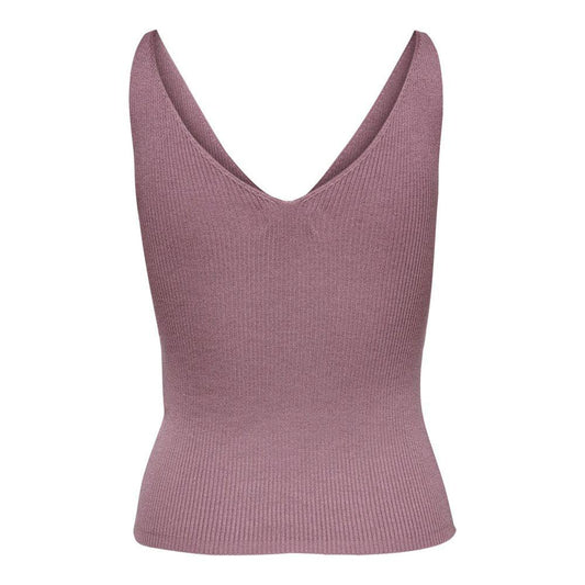 Jacqueline De Yong purple viscose tank top with V-neckline, soft and elegant design for versatile styling.