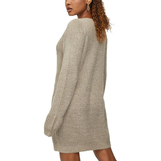 Jacqueline De Yong beige acrylic midi dress, Fall/Winter collection, featuring a cozy knit design perfect for women.