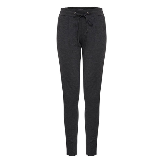 ICHI gray polyester women's cigarette pants, fall/winter collection, made of 74% polyester, 22% viscose, 4% elastane.