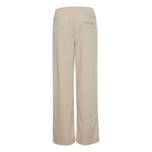 ICHI Beige Recycled Polyurethane Regular Women's Pants, Fall/Winter Collection, made of 74% Recycled Polyester, 22% Viscose, 4% Elastane.
