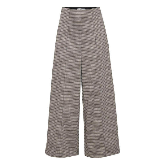Beige ICHI women's palazzo pants, fall/winter collection, 70% polyester, 28% viscose, 2% elastane
