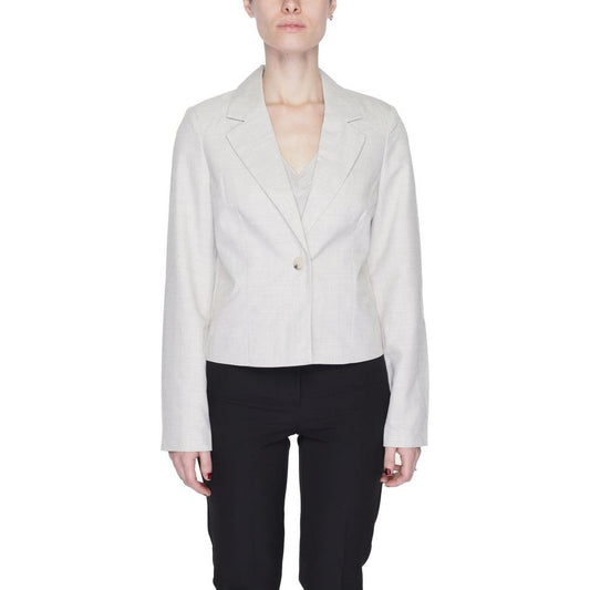 Vero Moda women's gray polyester blazer, part of the Spring/Summer collection, featuring a tailored fit and one-button design.