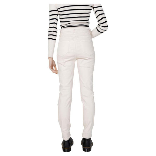 Back view of Morgan De Toi beige cotton women's cigarette jeans for fall and winter, with 62% cotton blend fabric.