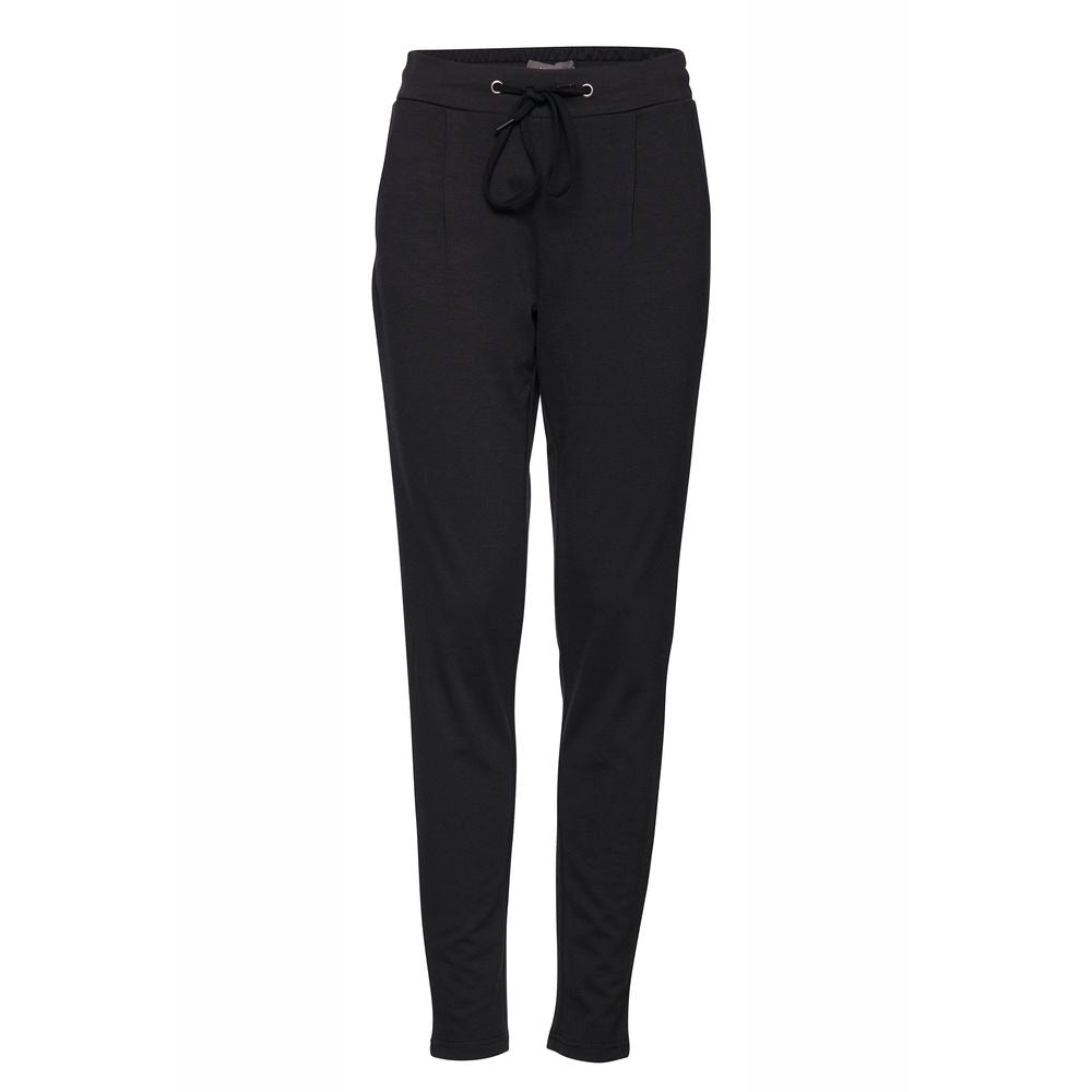 ICHI Black Polyester Casual Pants