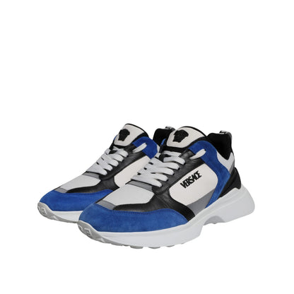 Versace Multicolor Canvas Quad Fabric Medusa Low Top Sneakers Shoes