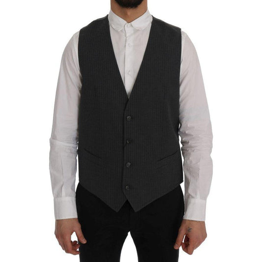 Dolce & Gabbana Gray STAFF Cotton Striped Vest