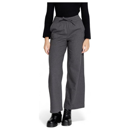 Jacqueline De Yong women's gray cotton pants for fall/winter, featuring a stylish fit. Made of 60% cotton, 35% polyester, 5% viscose.