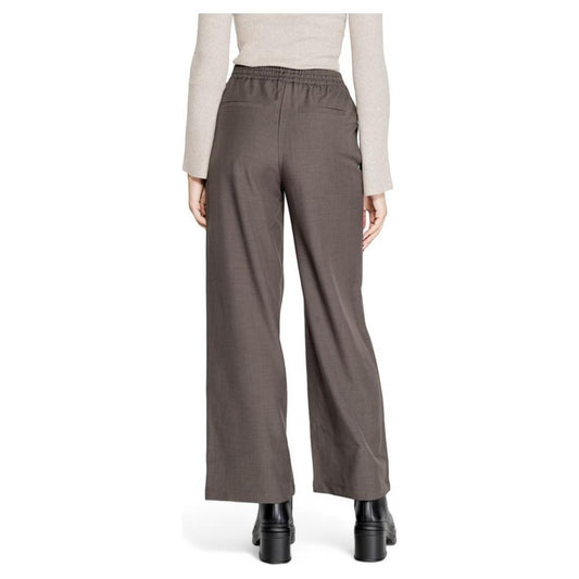 Gray women's polyester pants with elastane, fall/winter collection, back view.