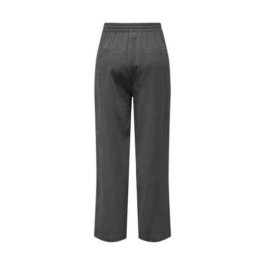 Jacqueline De Yong gray viscose women's pants, fall/winter collection, back view showing elastic waistband and relaxed fit.