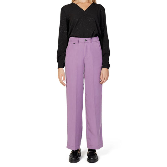 Street One purple lyocell women's regular pants from fall/winter collection, front view.